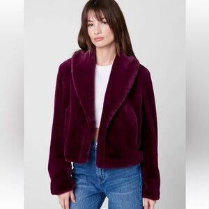 NWT Blank NYC Faux Fur Purple Cropped Dry Martini Jacket - Medium